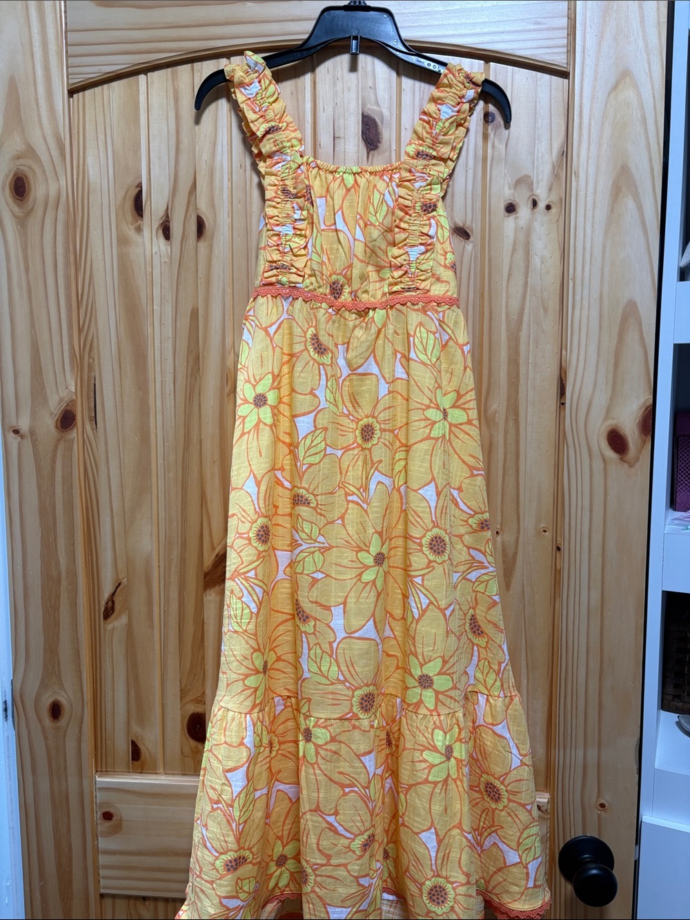 Rachel Zoe Yellow Floral Maxi Dress with Ruffle Straps